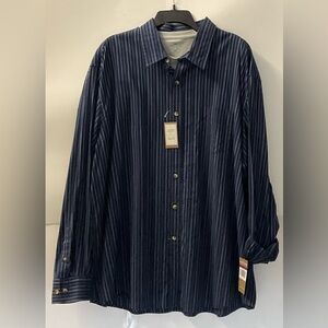 Dockers Men's Navy Striped Casual Button Down Shirt